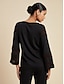 cheap Matching Sets-Chiffon Modal Illusion Sleeve Shirt &amp; Pocket Pants Set