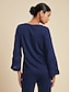 cheap Blouses-Chiffon Modal Illusion Sleeve Crew Neck Shirt
