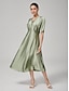 cheap Maxi Dresses-Pleat V Neck Dolman Sleeve Dress