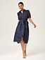 cheap Midi Dresses-Jacquard Textured Collared Shirt Dress