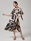 cheap Maxi Dresses-Satin Camouflage V Neck Cinched Dress