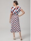 cheap Maxi Dresses-Print Geometric Ruched Maxi Dress