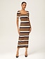 abordables Vestidos Maxi-Striped Fitted Maxi Dress