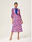 preiswerte Maxi-Kleider-Leopard Chiffon Pleated Cinched Dress