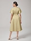 cheap Midi Dresses-V Neck Waist Defined Midi Dress