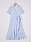 cheap Maxi Dresses-Stripe Tencel Wrap Dress