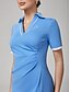 cheap Maxi Dresses-Polo V Neck Waist Defining Knit Dress