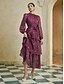 cheap Casual Dresses-Floral Tiered Ruffle High Neck Maxi Dress