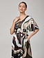 cheap Maxi Dresses-Satin Camouflage V Neck Cinched Dress