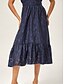 cheap Maxi Dresses-Textured Jacquard Ruffle Waisted Dress