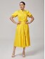 abordables Vestidos Maxi-Cotton Cinched Waist Puff Sleeve Dress