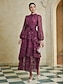 cheap Casual Dresses-Floral Tiered Ruffle High Neck Maxi Dress