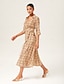 cheap Maxi Dresses-Vintage Print Stretch Wrap Maxi Dress