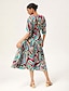 baratos Vestidos Tamanhos Grandes-Abstract Batwing Cinched Maxi Dress