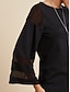 cheap Blouses-Chiffon Modal Illusion Sleeve Crew Neck Shirt