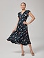 cheap Maxi Dresses-Parrot Print Satin Cinched Dress