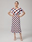 cheap Maxi Dresses-Print Geometric Ruched Maxi Dress