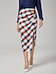 cheap Skirts-Print Pleat Slit Skirt