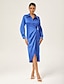 cheap Midi Dresses-Asymmetric Cross Front Dress Shirt