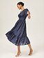 cheap Maxi Dresses-Textured Jacquard Ruffle Waisted Dress