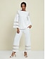 cheap Matching Sets-Chiffon Modal Illusion Sleeve Shirt &amp; Pocket Pants Set
