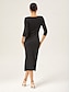 abordables Vestidos de Midi-Ribbed Cotton Cinched Tulip Dress
