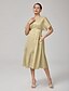 cheap Midi Dresses-V Neck Waist Defined Midi Dress