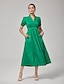 abordables Vestidos Maxi-Cotton Puff Sleeve Dress