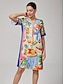 economico Vestiti mini-Straight V Neck Floral Mini Dress