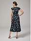 cheap Maxi Dresses-Parrot Print Satin Cinched Dress