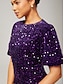 cheap Party Dresses-Velour Sequin Puff Sleeve Sparkly Elegant Maxi Dress
