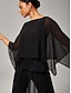 cheap Blouses-Chiffon Cape Crewneck Sleeveless Top