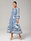 billige Maxikjoler-Placement Print Porcelain Maxi Dress