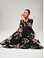 economico Vestiti maxi-Chiffon Floral Ruched V Neck Maxi Ascot Dress