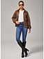 cheap Outerwear-Faux Suede Zip Jacket Casual Stylish