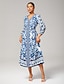 billige Maxikjoler-Placement Print Porcelain Maxi Dress
