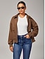 cheap Outerwear-Faux Suede Zip Jacket Casual Stylish