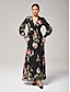 economico Vestiti maxi-Chiffon Floral Ruched V Neck Maxi Ascot Dress