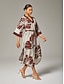 billige Maxikjoler-Floral Print V Neck Relaxed Vacation Dress