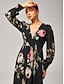 economico Vestiti maxi-Chiffon Floral Ruched V Neck Maxi Ascot Dress