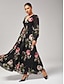 economico Vestiti maxi-Chiffon Floral Ruched V Neck Maxi Ascot Dress