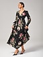 economico Vestiti maxi-Chiffon Floral Ruched V Neck Maxi Ascot Dress