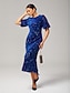 cheap Party Dresses-Velour Sequin Puff Sleeve Sparkly Elegant Maxi Dress
