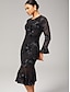 baratos Vestidos de Renda-Embroidered Cocktail Sleeve Midi Dress