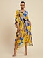 cheap Maxi Dresses-Abstract Floral Chiffon Flowing Dress