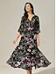 baratos Vestidos Tamanhos Grandes-Vine Floral Maxi Dress with Twist Knot