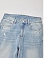 abordables jeans-Cotton Stretch Flared Jeans High Waist Frayed Hem Stylish Comfortable Denim Pants