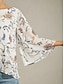 economico bluse-Layered Floral Bell Sleeves Crepe Blouse