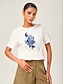 baratos T-shirts-Cotton Floral Graphic T Shirt