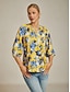 cheap Blouses-Floral Self Tie Sleeve Top